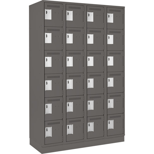 Clean Line Lockerette, 6 -tier, Bank of 4, 48" x 18" x 76", Steel, Charcoal, Rivet (Assembled) Distribution Élite MP
