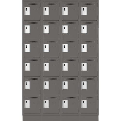 Clean Line Lockerette, 6 -tier, Bank of 4, 48" x 18" x 76", Steel, Charcoal, Rivet (Assembled) Distribution Élite MP