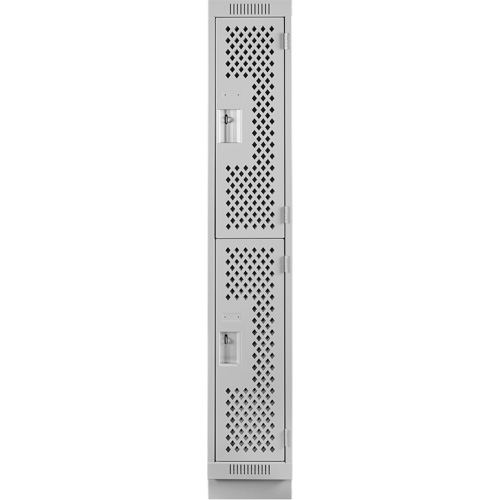 Clean Line Lockers, 2 -tier, 12" x 15" x 76", Steel, Grey, Rivet (Assembled), Perforated Distribution Élite MP