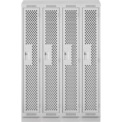 Clean Line Lockers, Bank of 4, 48" x 18" x 82", Steel, Grey, Rivet (Assembled), Perforated Distribution Élite MP
