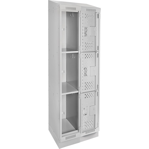 Clean Line Lockers, 3 -tier, Bank of 2, 24" x 18" x 82", Steel, Grey, Rivet (Assembled), Perforated Distribution Élite MP
