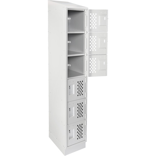 Assembled Lockerettes Clean Line Perforated Economy Lockers, 6 -tier, 18" x 72" x 12", Steel Distribution Élite MP