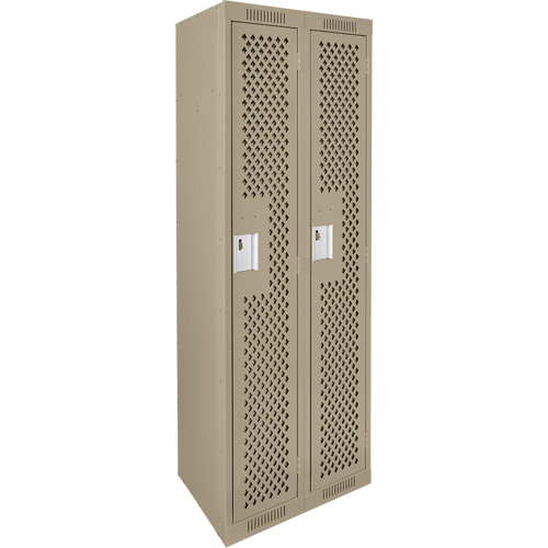 Clean Line Lockers, Bank of 2, 24" x 12" x 72", Steel, Beige, Rivet (Assembled), Perforated Distribution Élite MP
