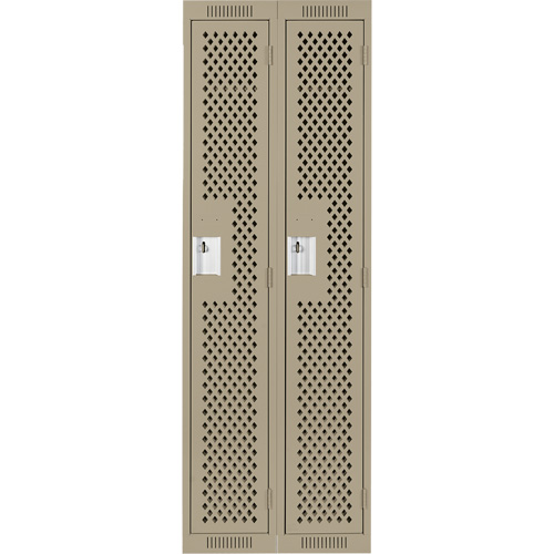 Clean Line Lockers, Bank of 2, 24" x 12" x 72", Steel, Beige, Rivet (Assembled), Perforated Distribution Élite MP