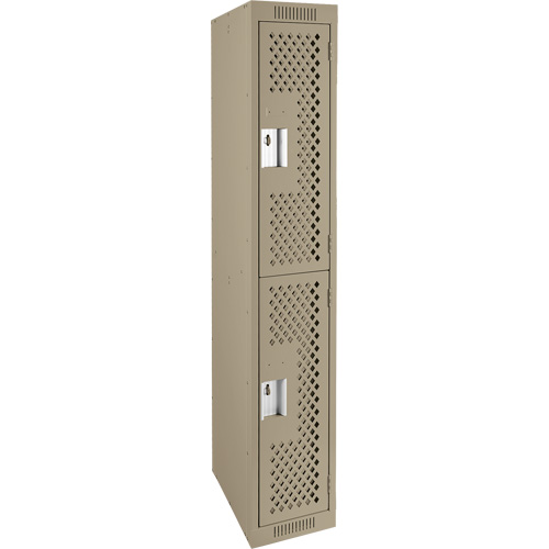 Clean Line Lockers, 2 -tier, 12" x 15" x 72", Steel, Beige, Rivet (Assembled), Perforated Distribution Élite MP