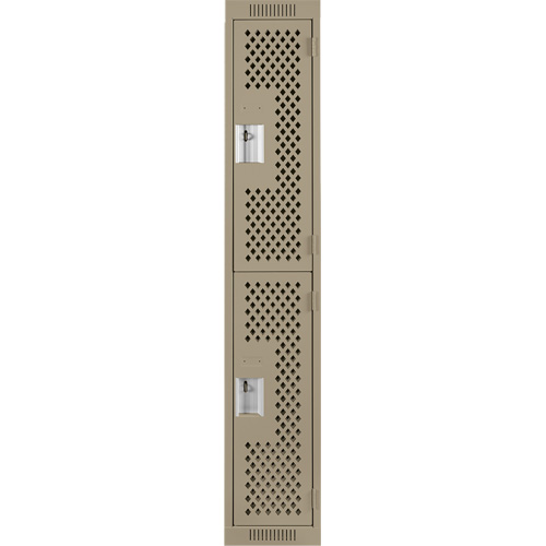 Clean Line Lockers, 2 -tier, 12" x 15" x 72", Steel, Beige, Rivet (Assembled), Perforated Distribution Élite MP