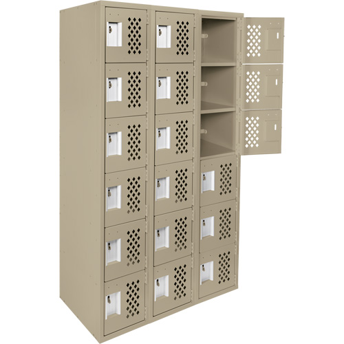 Clean-Line Perforated Lockerette, 6 -tier, Bank of 3, 15" x 72" x 12", Steel Distribution Élite MP