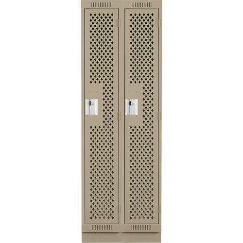 Clean Line Lockers, Bank of 2, 24" x 15" x 76", Steel, Beige, Rivet (Assembled), Perforated Distribution Élite MP