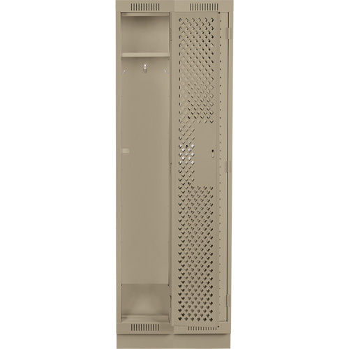 Clean Line Lockers, Bank of 2, 24" x 15" x 76", Steel, Beige, Rivet (Assembled), Perforated Distribution Élite MP