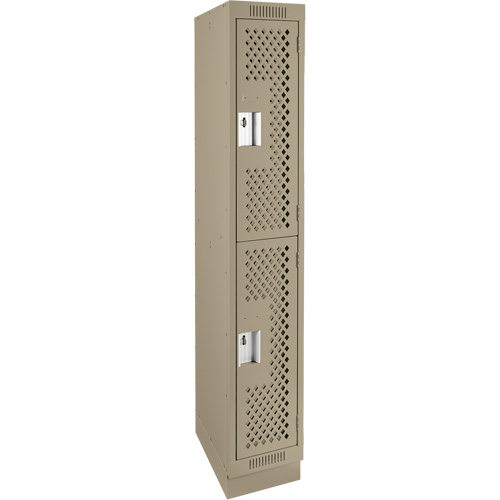 Casiers Clean Line, 2 niveaux, 12" x 15" x 76", Acier, Beige, Rivet (assembl&eacute;), Perfor&eacute; Distribution Élite MP