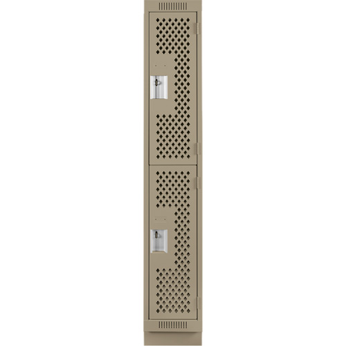 Casiers Clean Line, 2 niveaux, 12" x 15" x 76", Acier, Beige, Rivet (assembl&eacute;), Perfor&eacute; Distribution Élite MP