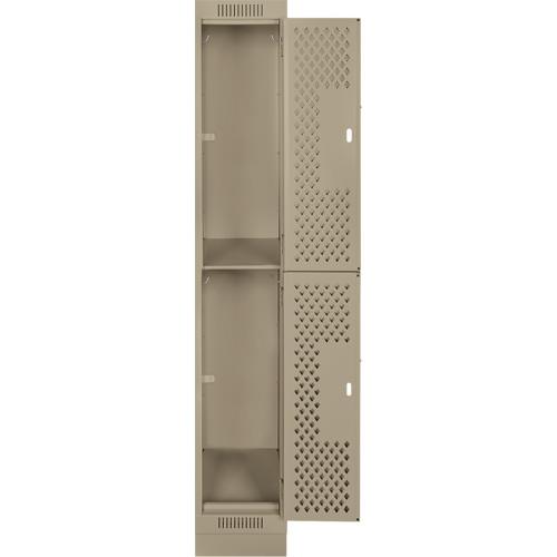 Casiers Clean Line, 2 niveaux, 12" x 15" x 76", Acier, Beige, Rivet (assembl&eacute;), Perfor&eacute; Distribution Élite MP