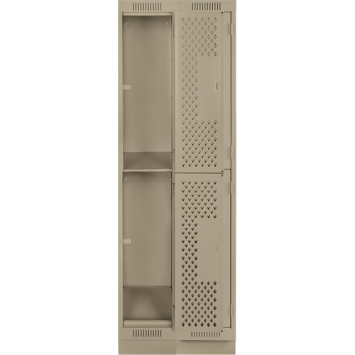 Clean Line Lockers, 2 -tier, Bank of 2, 24" x 15" x 76", Steel, Beige, Rivet (Assembled), Perforated Distribution Élite MP