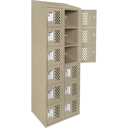 Assembled Lockerettes Clean Line Perforated Economy Lockers, 6 -tier, Bank of 2, 18" x 72" x 12", Steel Distribution Élite MP
