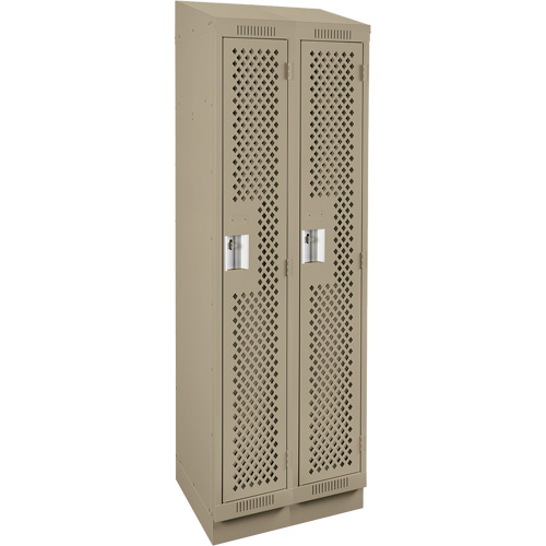Clean Line Lockers, Bank of 2, 24" x 18" x 82", Steel, Beige, Rivet (Assembled), Perforated Distribution Élite MP