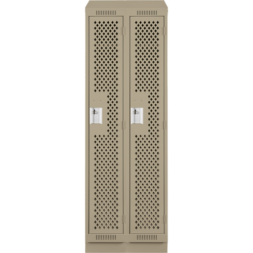 Clean Line Lockers, Bank of 2, 24" x 18" x 82", Steel, Beige, Rivet (Assembled), Perforated Distribution Élite MP