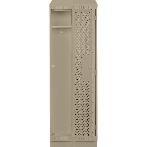 Clean Line Lockers, Bank of 2, 24" x 18" x 82", Steel, Beige, Rivet (Assembled), Perforated Distribution Élite MP