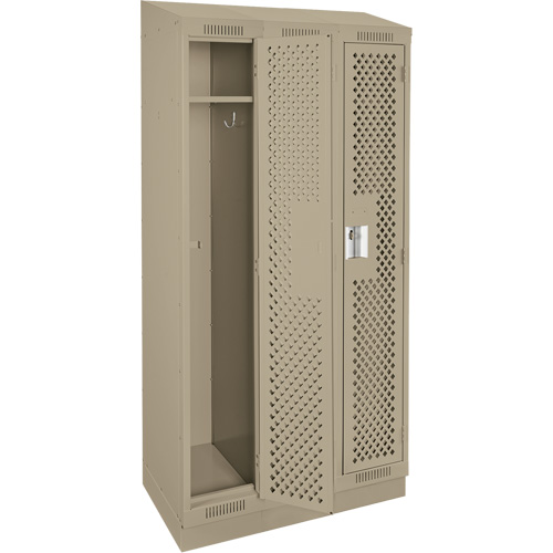 Clean Line Lockers, Bank of 3, 36" x 18" x 82", Steel, Beige, Rivet (Assembled), Perforated Distribution Élite MP