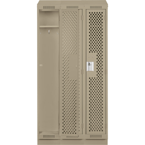 Clean Line Lockers, Bank of 3, 36" x 18" x 82", Steel, Beige, Rivet (Assembled), Perforated Distribution Élite MP