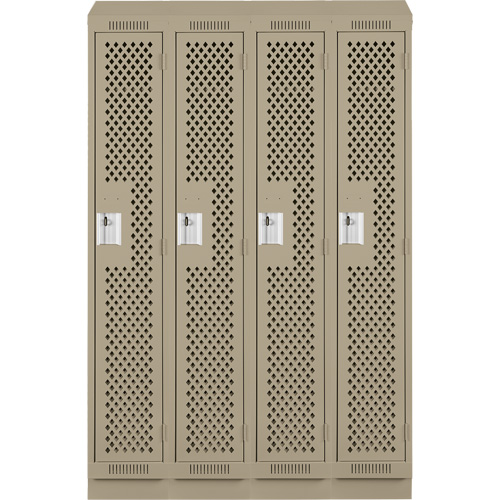 Clean Line Lockers, Bank of 4, 48" x 18" x 82", Steel, Beige, Rivet (Assembled), Perforated Distribution Élite MP