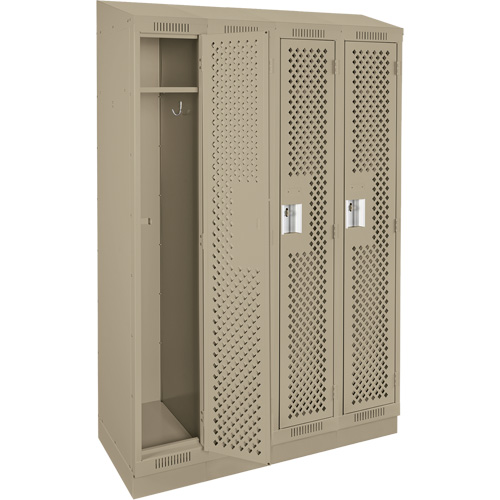 Clean Line Lockers, Bank of 4, 48" x 18" x 82", Steel, Beige, Rivet (Assembled), Perforated Distribution Élite MP