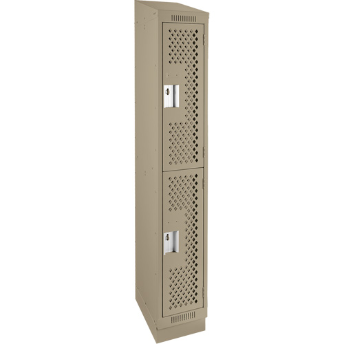 Clean Line Lockers, 2 -tier, 12" x 15" x 82", Steel, Beige, Rivet (Assembled), Perforated Distribution Élite MP