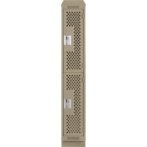 Clean Line Lockers, 2 -tier, 12" x 15" x 82", Steel, Beige, Rivet (Assembled), Perforated Distribution Élite MP