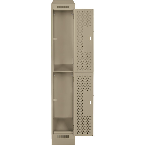 Clean Line Lockers, 2 -tier, 12" x 15" x 82", Steel, Beige, Rivet (Assembled), Perforated Distribution Élite MP