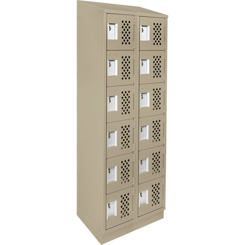 Assembled Lockerettes Clean Line Perforated Economy Lockers, 6 -tier, Bank of 2, 18" x 72" x 12", Steel Distribution Élite MP