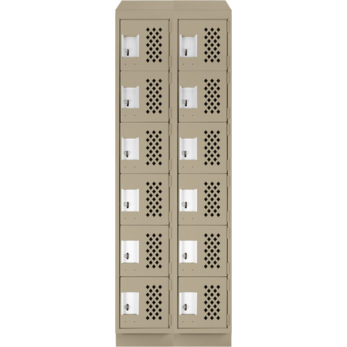 Assembled Lockerettes Clean Line Perforated Economy Lockers, 6 -tier, Bank of 2, 18" x 72" x 12", Steel Distribution Élite MP