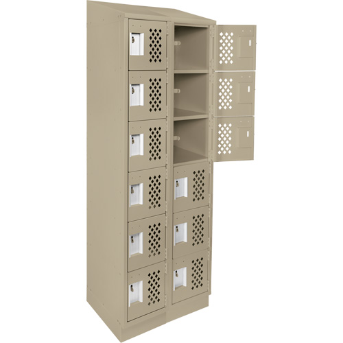 Assembled Lockerettes Clean Line Perforated Economy Lockers, 6 -tier, Bank of 2, 18" x 72" x 12", Steel Distribution Élite MP