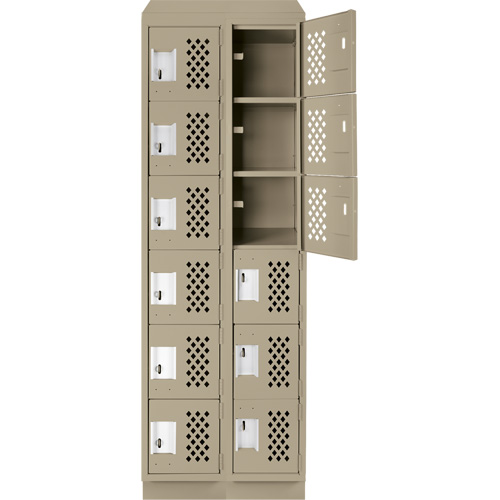 Assembled Lockerettes Clean Line Perforated Economy Lockers, 6 -tier, Bank of 2, 18" x 72" x 12", Steel Distribution Élite MP