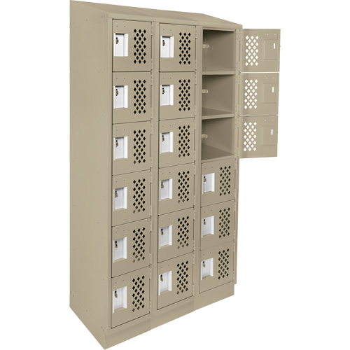 Assembled Lockerettes Clean Line Perforated Economy Lockers, 6 -tier, Bank of 3, 18" x 72" x 12", Steel Distribution Élite MP