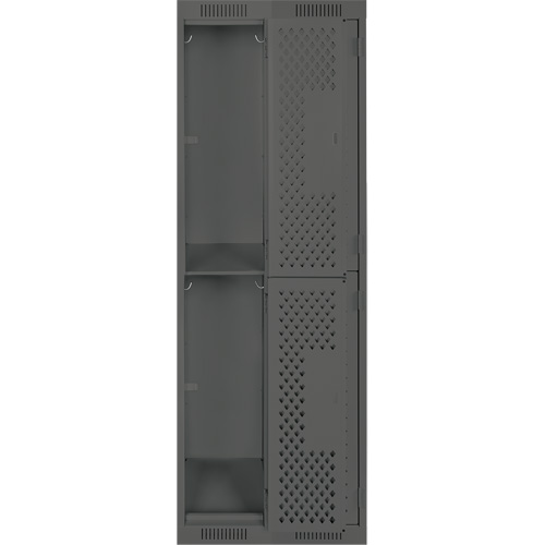 Clean Line Lockers, 2 -tier, Bank of 2, 24" x 15" x 72", Steel, Charcoal, Rivet (Assembled), Perforated Distribution Élite MP