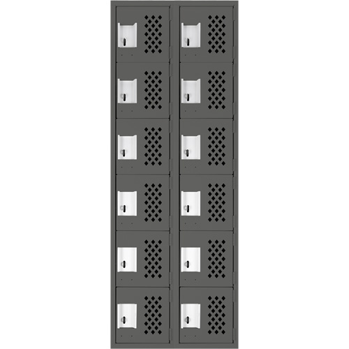 Clean-Line Perforated Lockerette, 6 -tier, Bank of 2, 15" x 72" x 12", Steel Distribution Élite MP