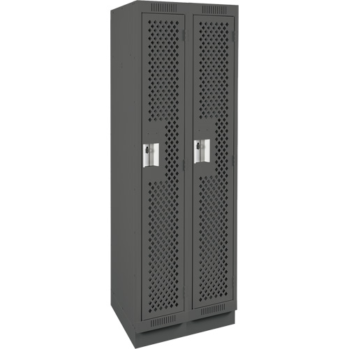 Clean Line Lockers, Bank of 2, 24" x 12" x 76", Steel, Charcoal, Rivet (Assembled), Perforated Distribution Élite MP