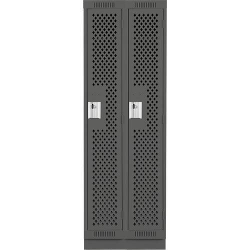 Clean Line Lockers, Bank of 2, 24" x 12" x 76", Steel, Charcoal, Rivet (Assembled), Perforated Distribution Élite MP