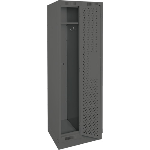 Clean Line Lockers, Bank of 2, 24" x 12" x 76", Steel, Charcoal, Rivet (Assembled), Perforated Distribution Élite MP