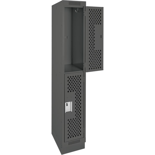 Casiers Clean Line, 2 niveaux, 12" x 15" x 76", Acier, Charbon, Rivet (assembl&eacute;), Perfor&eacute; Distribution Élite MP