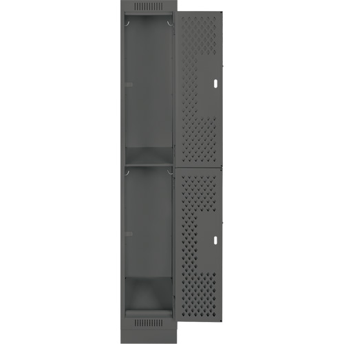 Casiers Clean Line, 2 niveaux, 12" x 15" x 76", Acier, Charbon, Rivet (assembl&eacute;), Perfor&eacute; Distribution Élite MP