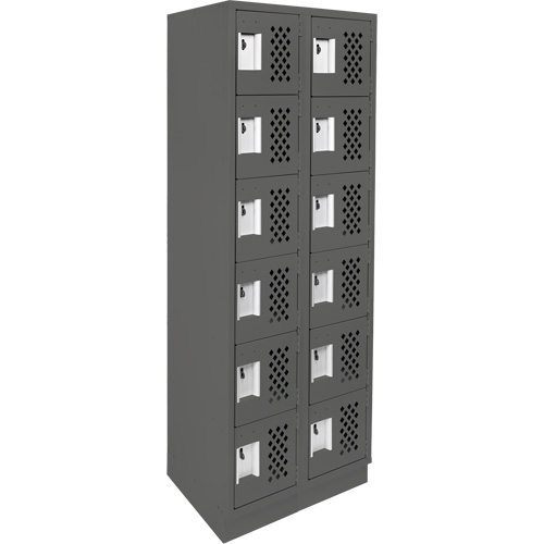 Assembled Lockerettes Clean Line Perforated Economy Lockers, 6 -tier, Bank of 2, 18" x 72" x 12", Steel Distribution Élite MP