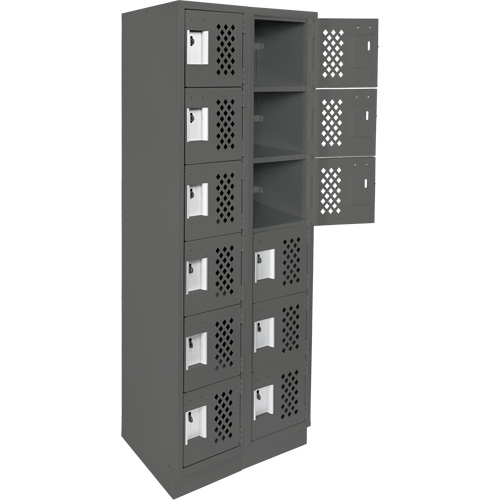 Assembled Lockerettes Clean Line Perforated Economy Lockers, 6 -tier, Bank of 2, 18" x 72" x 12", Steel Distribution Élite MP
