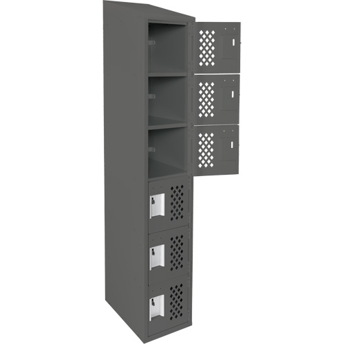 Assembled Lockerettes Clean Line Perforated Economy Lockers, 6 -tier, 18" x 72" x 12", Steel Distribution Élite MP