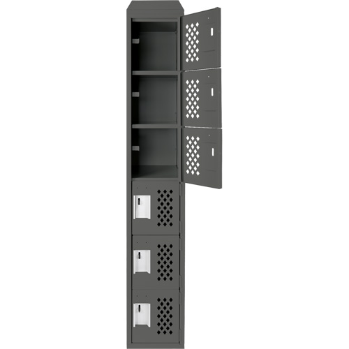 Assembled Lockerettes Clean Line Perforated Economy Lockers, 6 -tier, 18" x 72" x 12", Steel Distribution Élite MP