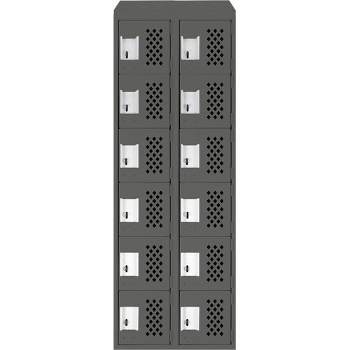 Assembled Lockerettes Clean Line Perforated Economy Lockers, 6 -tier, Bank of 2, 18" x 72" x 12", Steel Distribution Élite MP