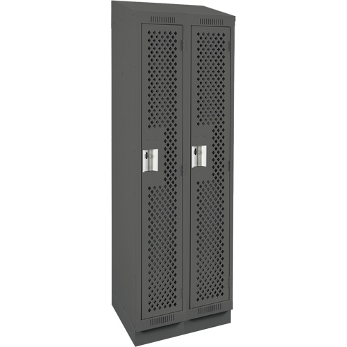 Clean Line Lockers, Bank of 2, 24" x 18" x 82", Steel, Charcoal, Rivet (Assembled), Perforated Distribution Élite MP