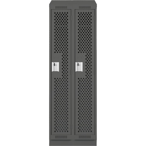 Clean Line Lockers, Bank of 2, 24" x 18" x 82", Steel, Charcoal, Rivet (Assembled), Perforated Distribution Élite MP