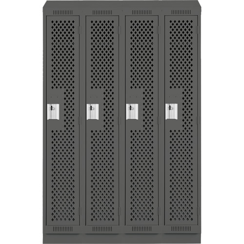 Clean Line Lockers, Bank of 4, 48" x 18" x 82", Steel, Charcoal, Rivet (Assembled), Perforated Distribution Élite MP