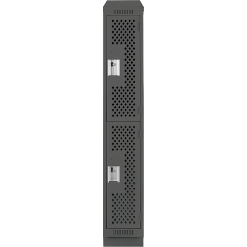 Clean Line Lockers, 2 -tier, 12" x 15" x 82", Steel, Charcoal, Rivet (Assembled), Perforated Distribution Élite MP