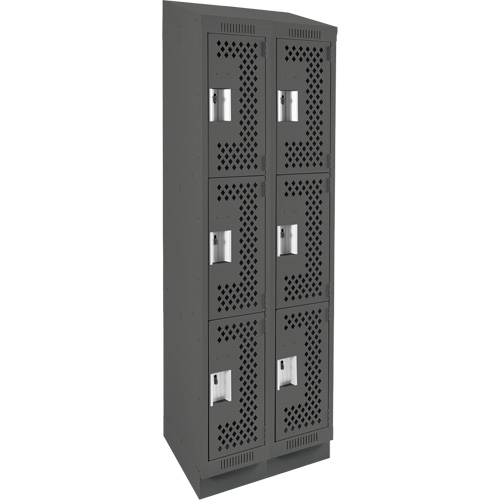 Casiers Clean Line, 3 niveaux, Bloc de 2, 24" x 18" x 82", Acier, Charbon, Rivet (assembl&eacute;), Perfor&eacute; Distribution Élite MP